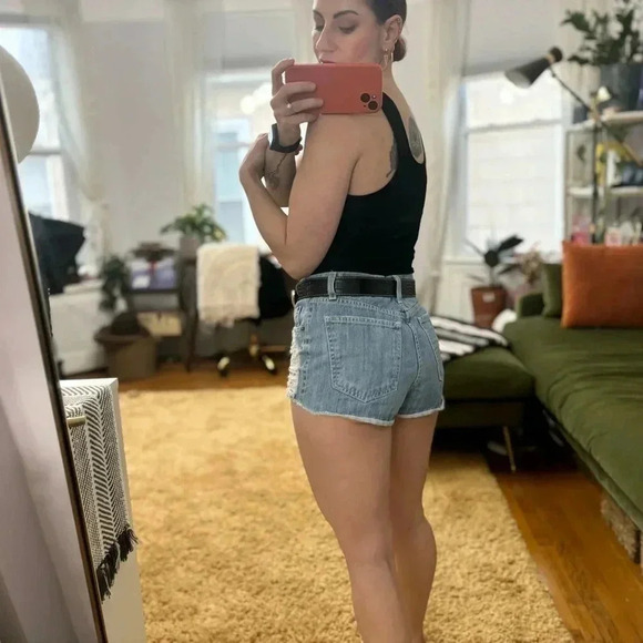 Carmar Distressed Denim High Rise Jean Shorts Sz 27 - Picture 6 of 15